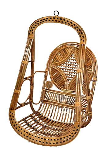 All INDIA HANDICRAFTS Hanging Chair Wooden Bamboo 100% Cane (Bait) for Comfort Indoor & Outdoor Swing Chair for Kids, Adults