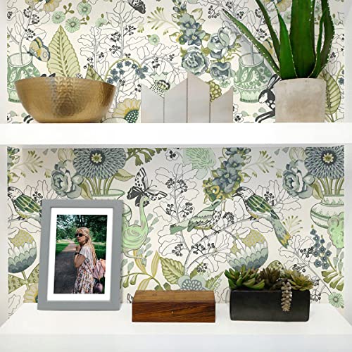 Wudnaye Floral Wallpaper Peel And Stick Wallpaper Floral Contact Paper 17.7 Inch × 118.1 Inch Bird Wallpaper Flower Wallpaper Stick And Peel Removable Decorative Contact Paper For Walls Vinyl #TOP1