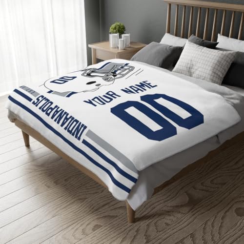 Image of Indianapolis Throw Blanket Custom Name and Number Personalized Gifts for Men and Women