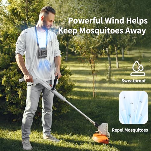 Socool 10000mAh Portable Waist Fan Clip on Wearable Belt Personal Fan Rechargeable Battery operated With 5 Speeds & Flashlight Neck Hands-Free 40H Cooling For Outdoor Camping Travel (Gray)