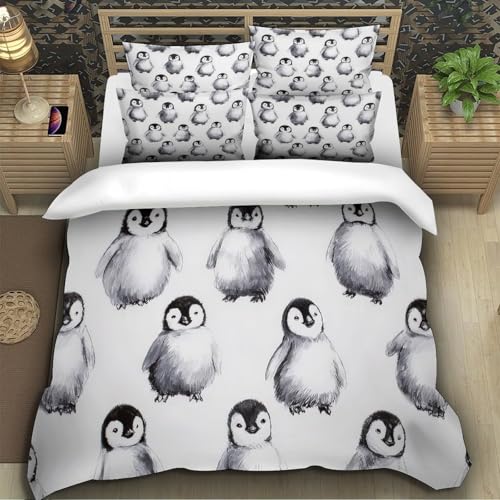 Housse de couette pingouin 140x200 en microfibre pour lit enfant - 5