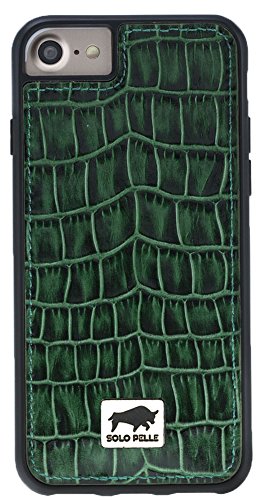 Solo Pelle kompatibel für das iPhone SE 2020 – SE 2022 SE 3 Case Lederhülle Ledertasche Backcover Flex aus echtem Leder mit Kroko-Prägung in Grün inkl. edler Geschenkverpackung., 15 €