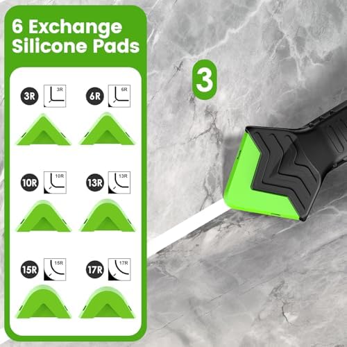 Caulking Tool 5 in 1 Silicone Caulking Grout Removal Sealant Finishing Tool with Grout Scraper, 6 Exchange Silicone Pads, Adhesive Residue Scraper Seam Repair Kit for Kitchen Bathroom — view 3