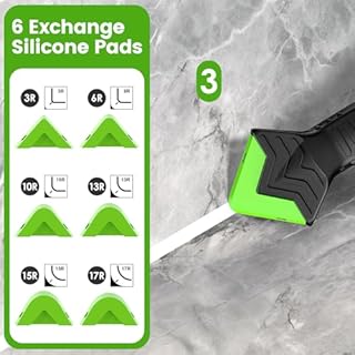 Caulking Tool 5 in 1 Silicone Caulking Grout Removal Sealant Finishing Tool with Grout Scraper, 6 Exchange Silicone Pads, Adhesive Residue Scraper Seam Repair Kit for Kitchen Bathroom