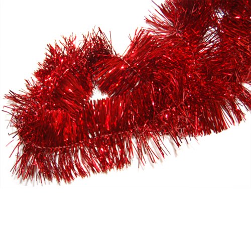 Inge-glas Ghirlanda di tinsel rosso lucido, lunghezza 270 cm