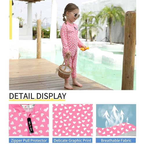 Image of weVSwe Baby Girl Toddler UPF 50+ Rash Guard Swimsuit Sun Protection Beachwear Zipper Bathing Suit 0-3 Years