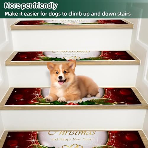 Alfombra para peldaños de escalera de Navidad contra resbalones de niños y perros 6