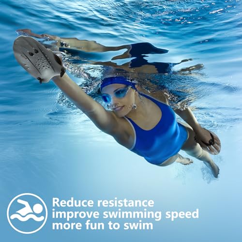 image for Hianjoo Swimming Hand Paddles for Adult and Junior (1 Pair), Power Str