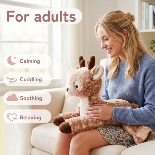 Image of Niuniu Daddy Weighted Stuffed Animals, 20 in 3.3 lbs, Fawn Plush for Kids | Heavy sensory lap pad, lying body pillow for sleeping, machine wash, huggable plushies, soothing gift for kids and adults