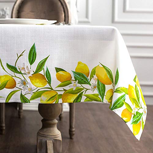 ARTABLE Rectangle Spring Tablecloth Printed Flower Grass and Vintage Floral