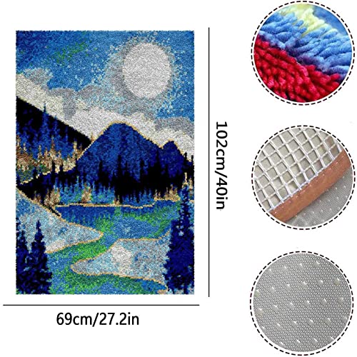 Izzya Mountains Pattern Latch Hook Kits, Sunrise Handmade Tapestry Kits, Diy Cross Stitch Rug Kit For Child Adult Beginner, Home Decorations, 40 * 27" #TOP1
