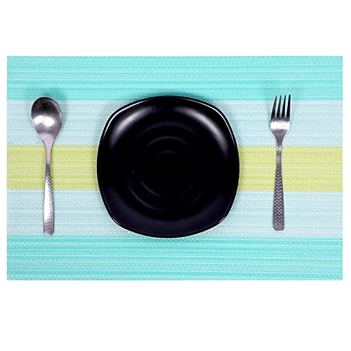 Image of Woven PVC Vinyl Dining Table Placemats - Heat Resistant, Washable & Stain Resistant | Stylish Table Mats for Home, Kitchen, Restaurant & Gifting (Pack of 4,Arctic Blue)