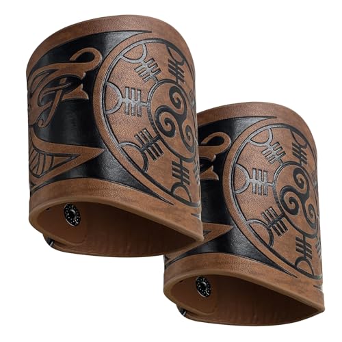 Bracelets médiévaux en cuir AZORA, manchons robustes aux finitions soignées