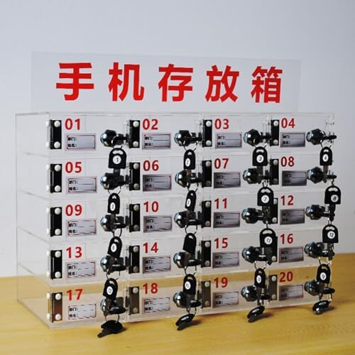 Transparent Mobile Phone Locker - Lockable Desktop Storage Box for Employees - Secure Mobile Phone Storage Cabinet for Office Use