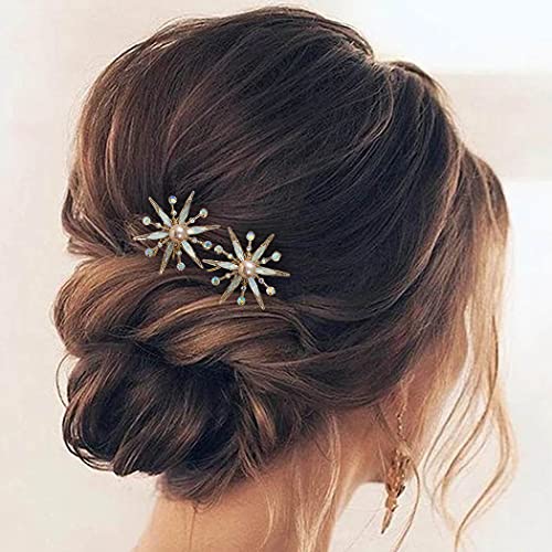 Yikisdy Brides Wedding Hair Pins Gold Bridal Hair Pieces Pearl Hairpin Floral Bride Hair Accessories For Women And Girls (Pack Of 2) #TOP2