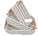 RT430712-3 Rectangular Wicker/Rattan Bread or Storage Baskets in Cream and Brown with Pole Handles