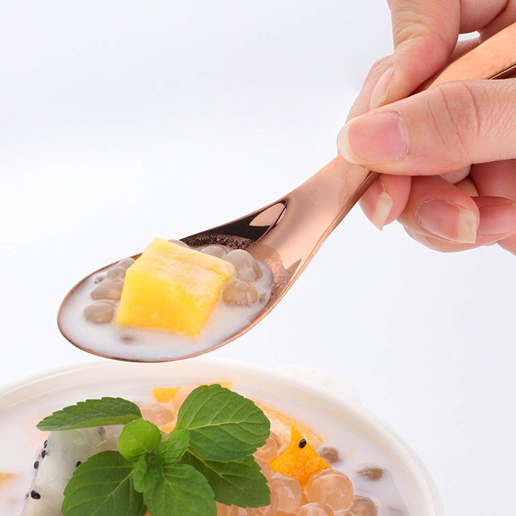 Ensemble de 4 cuillères à Soupe en Acier Inoxydable, cuillères à Soupe, cuillères à Bouillon, cuillère de Service pour Gadget de Cuisine,(Purple L)