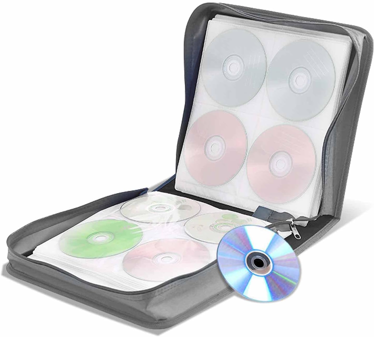 CD Case DVD Holder Storage, 400 Capacity DVD Cases Organizer Portable Cd Wallet Binder，Capacity CD/DVD case Wallet, Storage,Holder (400 Grey)