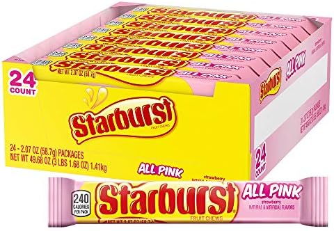 STARBURST All Pink Fruit Chews Candy Bulk Pack, 2.07 oz (Pack of 24)