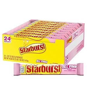STARBURST All Pink Chewy Candy Bulk Pack, 24 Full Size Packs, Pink Candy Bulk Box