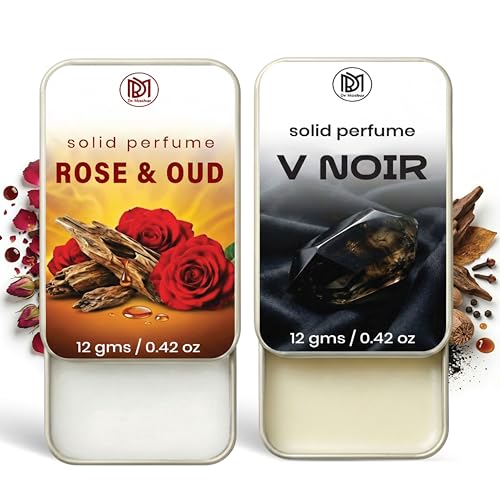 Image of Dr.Mashur Solid Perfume |V Noir&Rose & Oud Alcohol Free Wax Perfume Balm, Long Lasting | Pocket Tin 12g, Pack Of 2| Non Greasy Smooth Glide, Travel Friendly Men And Women