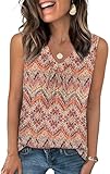 OFEEFAN Tank Top for Women Loose Fit Business Casual Tops Sleeveless Shirts Graphic Tees Patterned-Boho Floral M