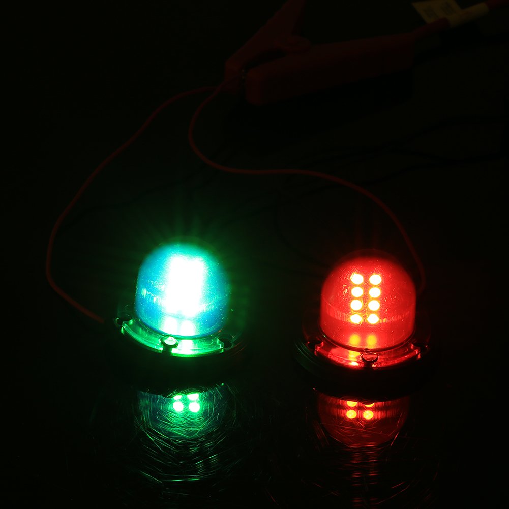 Akozon Navigationsleuchte Edelstahl 12 V LED Marine Boot Yacht Red Green Bow Navigation Light