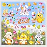 Whaline 9 Sheets Easter Window Clings Cartoon Egg Bunny Rabbit Chick Sheep Window Decals Double-Sided Spring Windows Decor for Home Office School Shop Glass Display Party Supplies