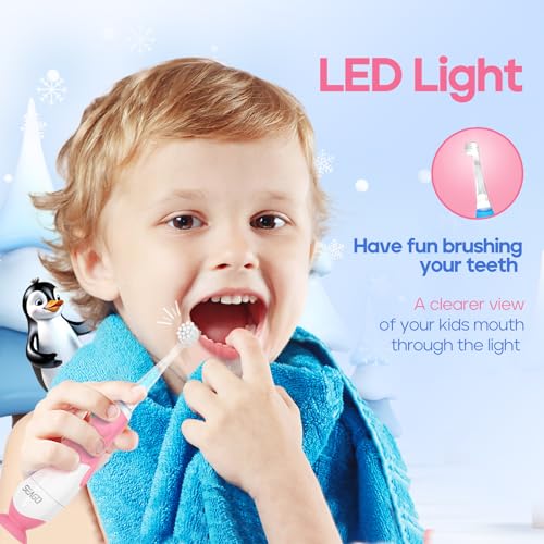 SEAGO Toddler Electric Toothbrushes for Baby Ages 0-3 Years, Baby Toothbrush with Smart Timer and Suction Base, 4 Replacement Brush Heads SG-513(Pink-C) - Thumbnail 4