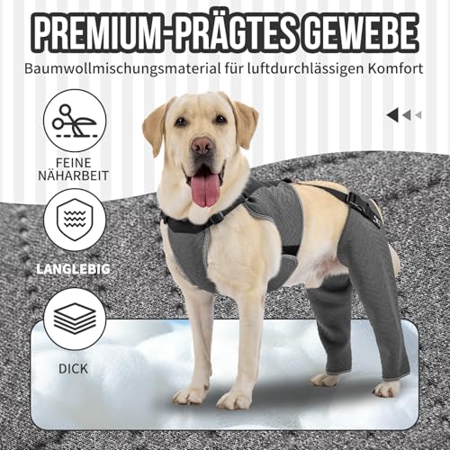 Arblina OP Body Hund, Hundebody mit Bein, Upgradeter Rutschfester Hundebody nach OP für Männliche & Weibliche Hunde, Justierbarer Ganzkörperiger Body Hund nach Beinoperation, XL