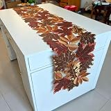 Bubaxuce Herbst Tischdecke Mit Durchbrochen Ahornblatt Motiv, Moderne Herbst Tischläufer Im Format 35×176cm, Herbstdekoration Für Esstische, Buffets und Erntedankfest Deko