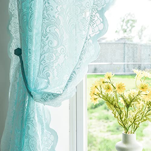 ALIGOGO Mint Green Curtains for Bedroom - Lace Sheer...