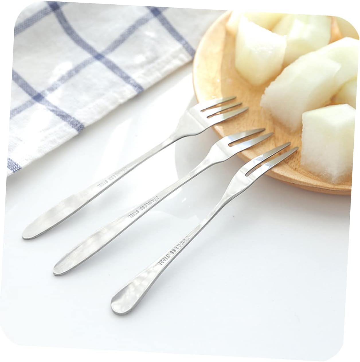 SHOWERORO Set of 12 Long Handle Beefsteak Forks Stainless Steel Fruit Forks for Desserts and Picnics