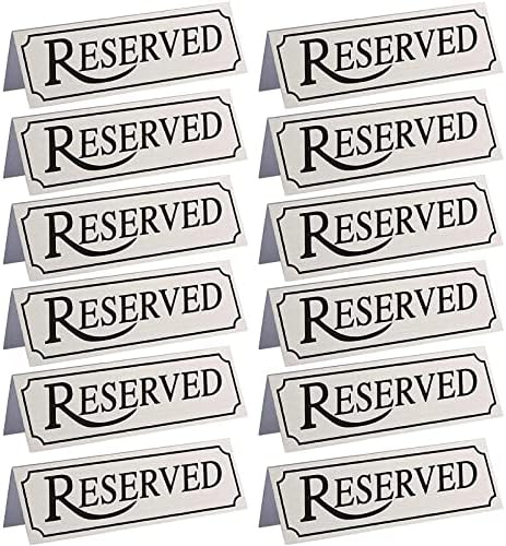 Reserved Metal Table Tent Sign (12-Pack) - 12 x 4 x 3 cm