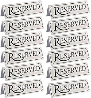 Reserved Metal Table Tent Sign (12-Pack) - 12 x 4 x 3 cm