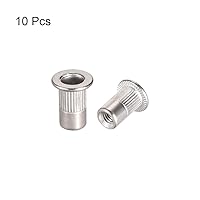 Vista 2 de uxcell M3 304 Tuercas de remache de acero inoxidable Inserto de cabeza plana 10 PC