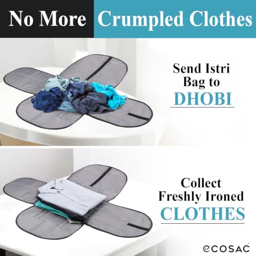 Image of Istri Bag | Ironed Clothes Organizer | Travel-Friendly, Water-Repellent & Washable | Foldable Storage Bag for Wardrobe & Luggage | Ideal for Office, Travel & Home Use (2, Blue)