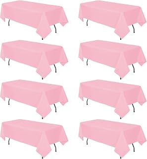 8 Pack Pink Tablecloth 60 x 102 Inch Rectangle For 6 Foot Tables
