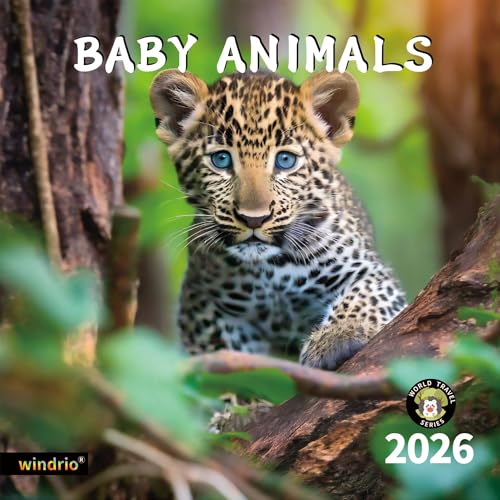 2026 Wall Calendar,Calendar 2026, November 2025 - December 2026, Wall Calendar Baby Animals, 12" x 24" Opened,Full Page Months Thick & Sturdy Paper for Calendar Organizing & Planning