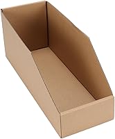 EXYGLO 35 Pack Cardboard Storage Bins 12x4x4.5 Inch - Corrugated Organizer Boxes for Pantry Shelves Garage Office Shop Brown Kraft