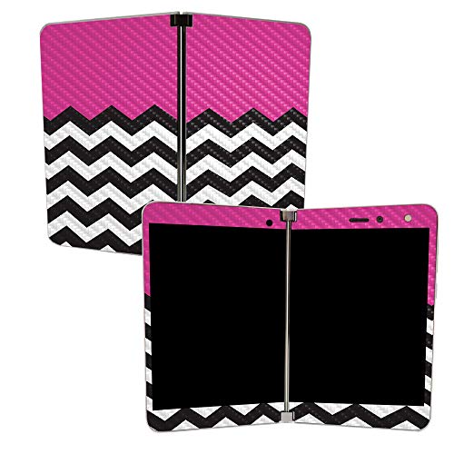 Image of MIGHTY SKINS MightySkins Carbon Fiber Skin for Microsoft Surface Duo - Hot Pink Chevron | Protective, Durable Textured Carbon Fiber Finish | Easy to Apply | Made in The USA