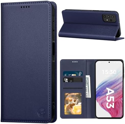 Kirnntca Handyhülle für Samsung Galaxy A53 5G Hülle, Kartenfach Premium PU Leder Klapphülle Schutzhülle, Standfunktion Tasche Flip Case für Samsung Galaxy A53 5G - Blau