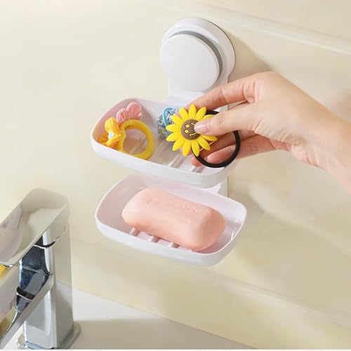 Miniatura 5 de Jabonera Esponja Jabonera Dispensadores Montados en la Pared Jabón Caja de Jabón Sin Perforación Colgante de Pared Soporte de Jabón Blanco Jabonera