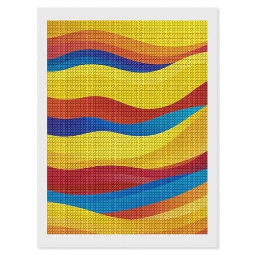 Peinture diamant vagues colorées 5D carrés, toile sans plis avec outils pour adultes