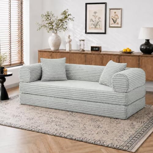 Image of AUGOP Futon Sofa Bed Boneless Couch for Living Room,Pull Out Couch with Sleeper Sofa,Day Bed Couch with Storage Pocket,Removable Corduroy with 2 Pillow