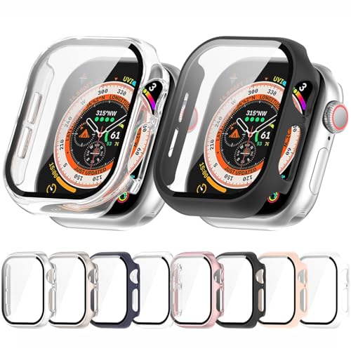 For Apple Watch Series 11/10 42mm Tempered Glass Film Integrated PC Watch Case(Rose Gold)