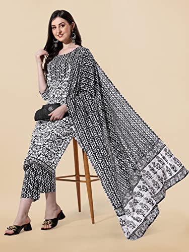 Image of MIRCHI FASHION Pure Cotton Floral Printed Kurta Set with Dupatta | 3 Piece Straight Fit Kurta Pant Set | Ethnic Office Wear Salwar Suit for Women