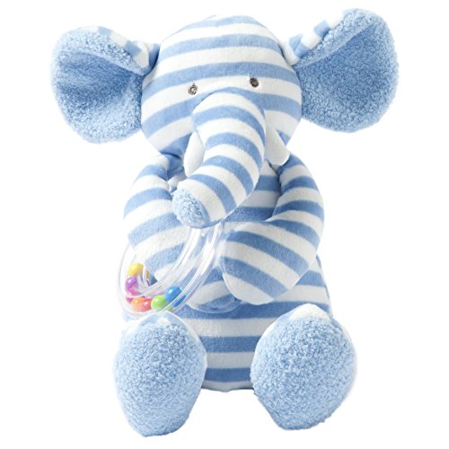 Manhattan Toy Baby Activity Plush Toy with Ring Rattle, Blue Elephant, 10