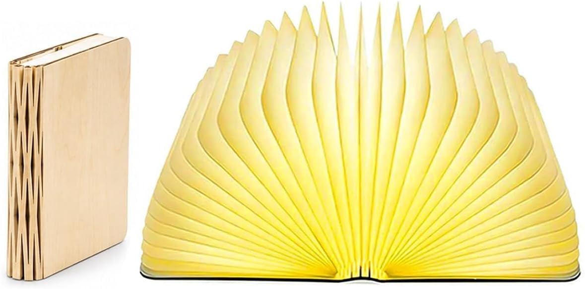 Folding Book Lamp, 5 Colors Wooden Book Shaped Lamp, LED Book Light