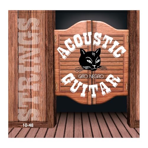 Gato Negro Juego de Cuerdas para Guitarra Acústica 10 48, Fabricado Artesanalmente en España desde 1868, Entorchadas 65% Bronce y 35% Zinc